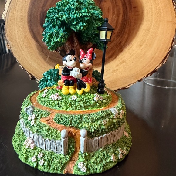 Disney Other - Vintage Disney: Mickey, Minnie & Pluto in Park With Bell Jar/Dome (Pluto Damage)